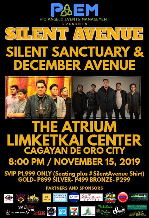 Tickets available here: Silent Sanctuary and December Avenue concert in CDO